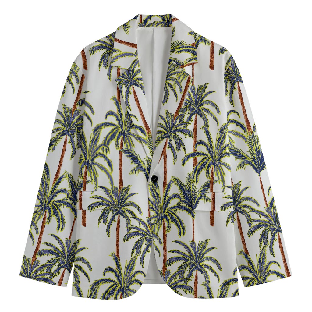 Vintage Palm Tree Beach Pattern Print Men's Cotton Blazer