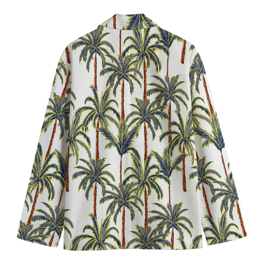 Vintage Palm Tree Beach Pattern Print Men's Cotton Blazer