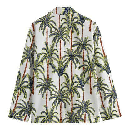 Vintage Palm Tree Beach Pattern Print Men's Cotton Blazer