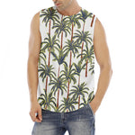 Vintage Palm Tree Beach Pattern Print Men's Fitness Tank Top