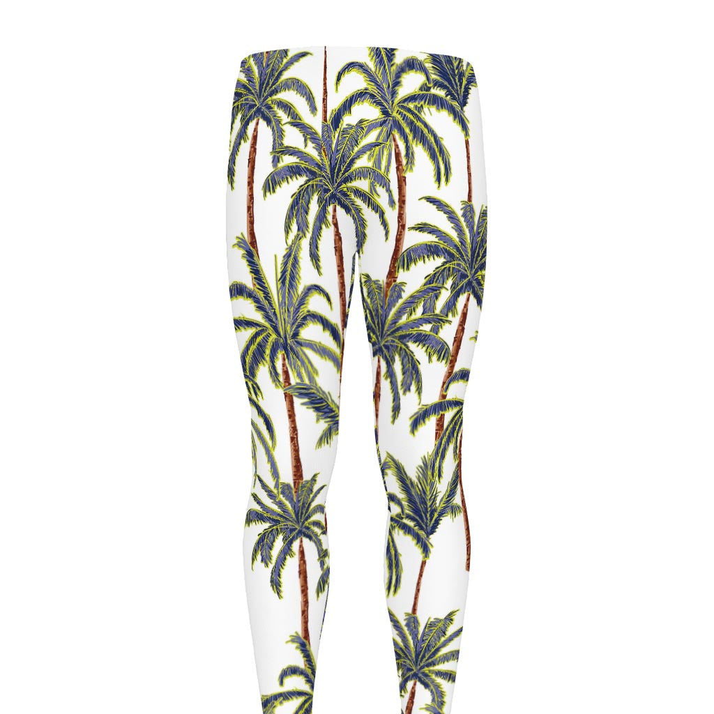 Vintage Palm Tree Beach Pattern Print Men's leggings