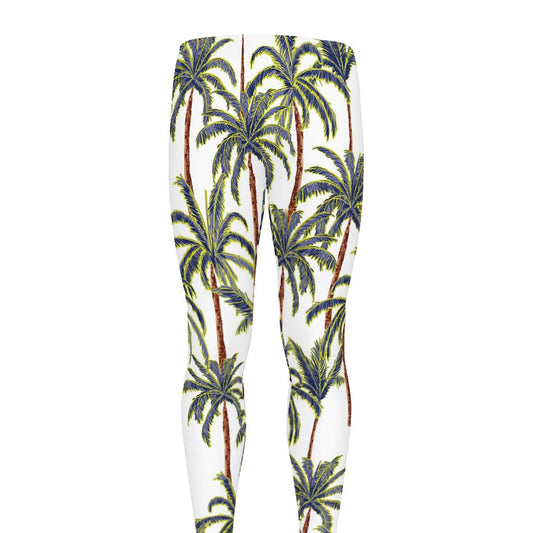 Vintage Palm Tree Beach Pattern Print Men's leggings