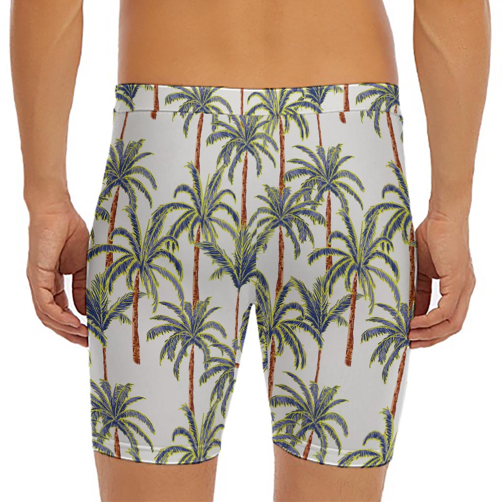 Vintage Palm Tree Beach Pattern Print Men's Long Boxer Briefs