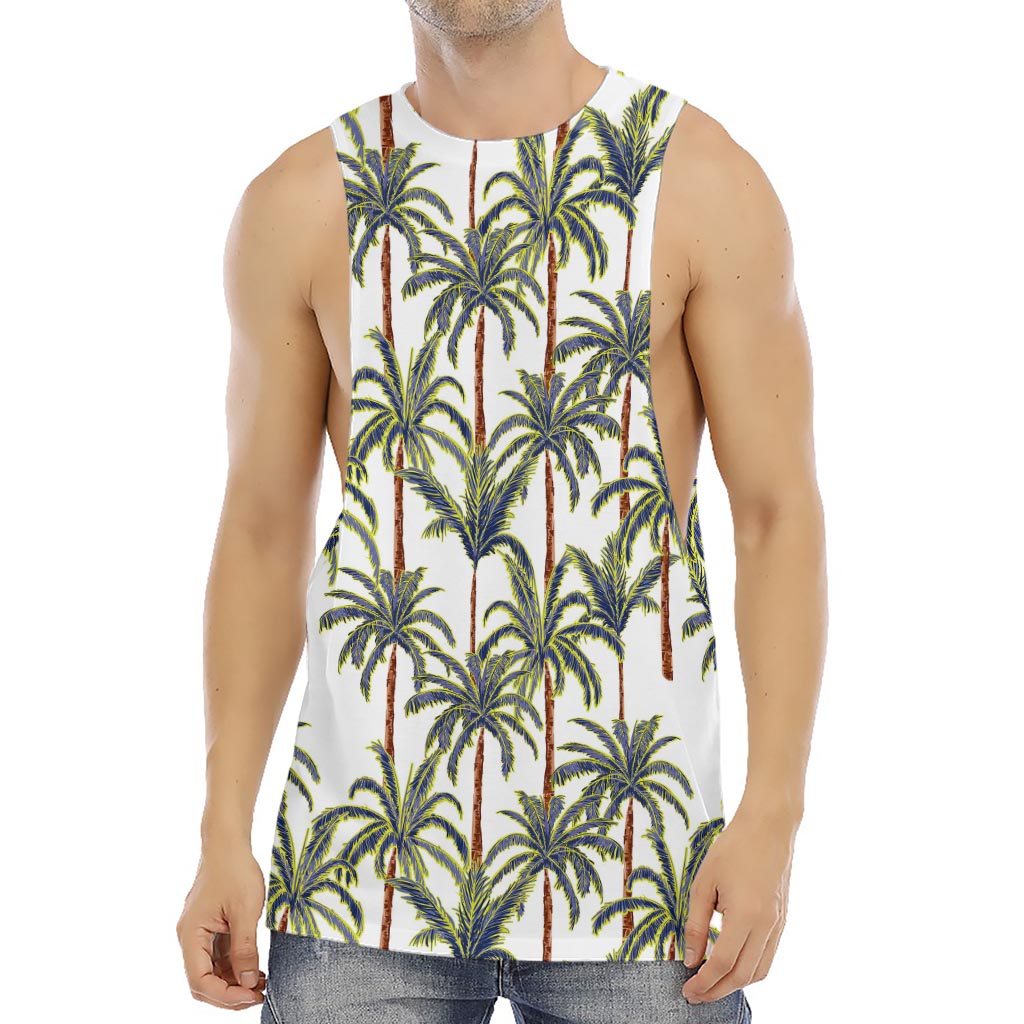 Vintage Palm Tree Beach Pattern Print Men's Muscle Tank Top