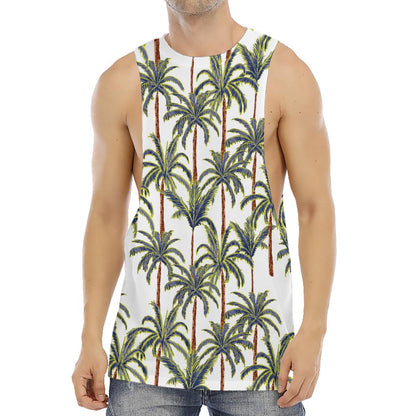 Vintage Palm Tree Beach Pattern Print Men's Muscle Tank Top