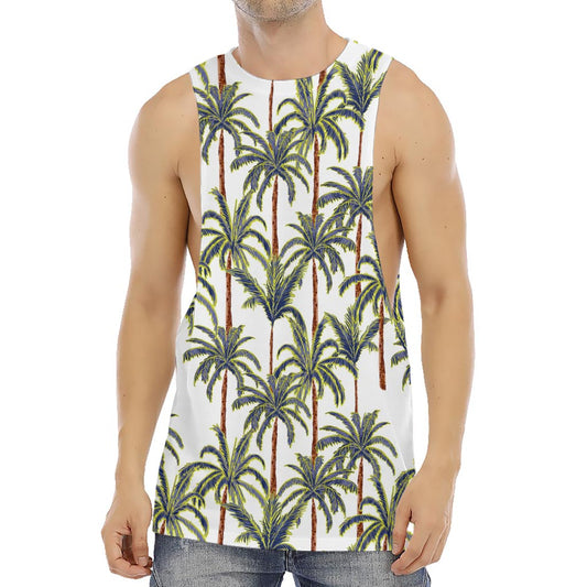 Vintage Palm Tree Beach Pattern Print Men's Muscle Tank Top