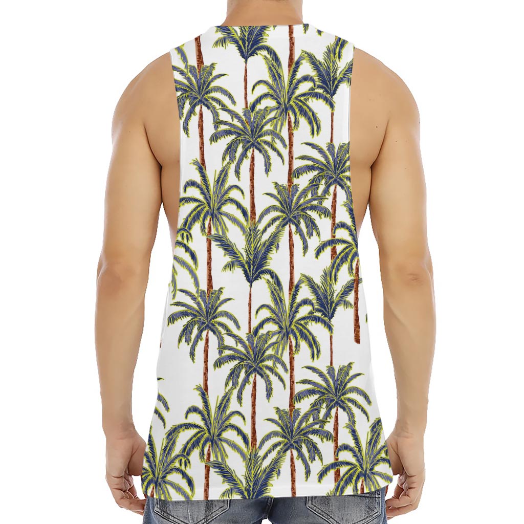 Vintage Palm Tree Beach Pattern Print Men's Muscle Tank Top