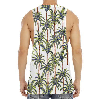 Vintage Palm Tree Beach Pattern Print Men's Muscle Tank Top