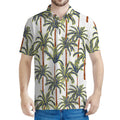 Vintage Palm Tree Beach Pattern Print Men's Polo Shirt