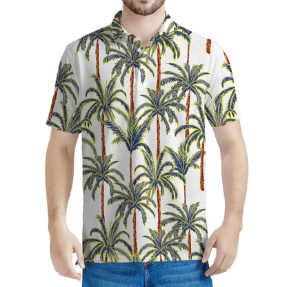Vintage Palm Tree Beach Pattern Print Men's Polo Shirt