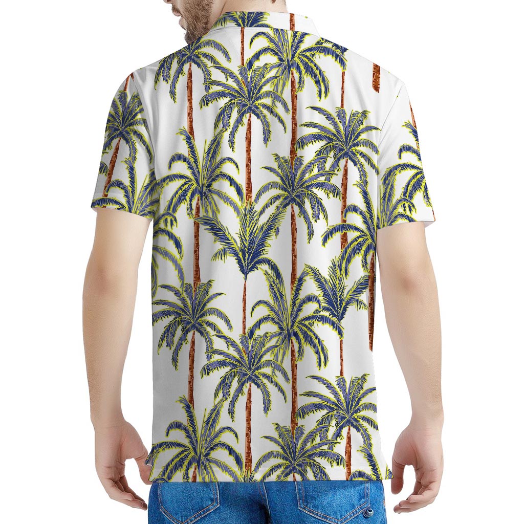 Vintage Palm Tree Beach Pattern Print Men's Polo Shirt