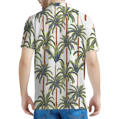Vintage Palm Tree Beach Pattern Print Men's Polo Shirt