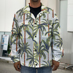 Vintage Palm Tree Beach Pattern Print Men's Shirt Jacket