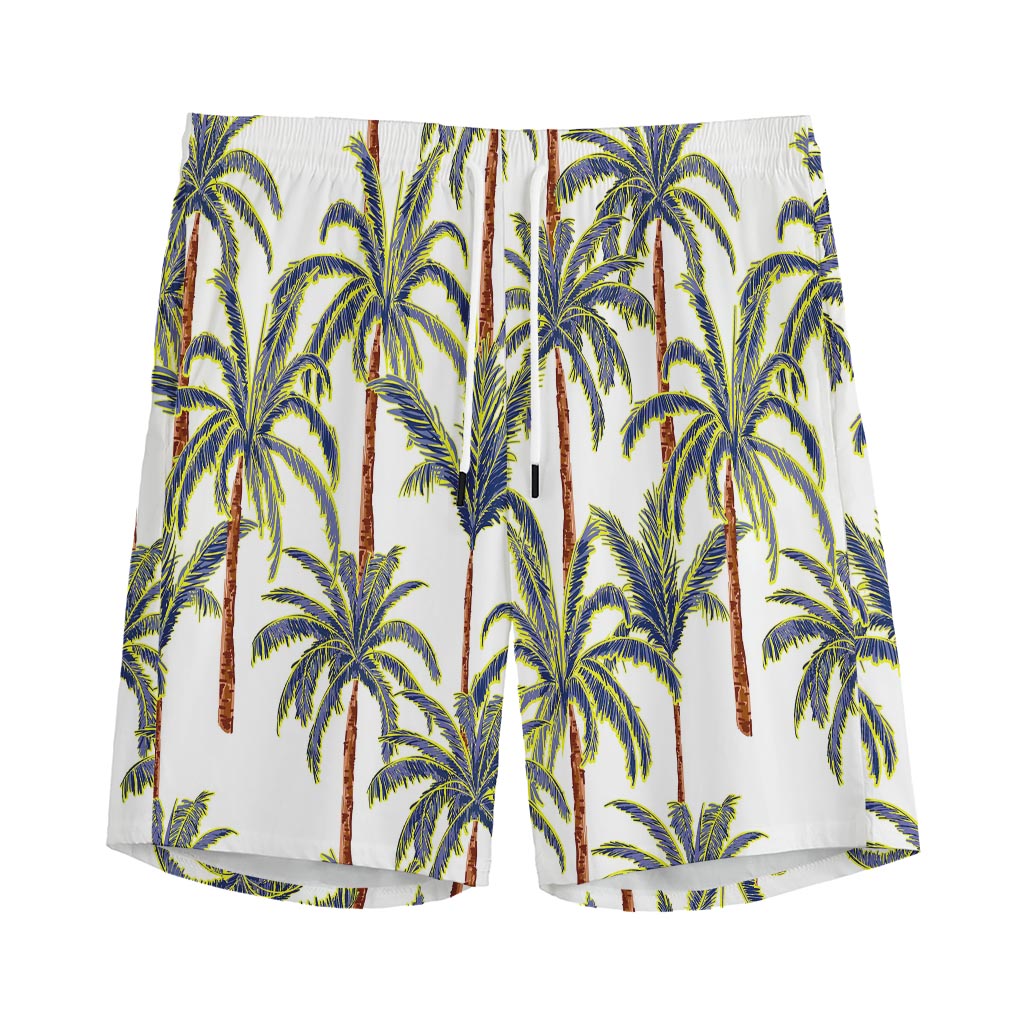 Vintage Palm Tree Beach Pattern Print Men's Sports Shorts