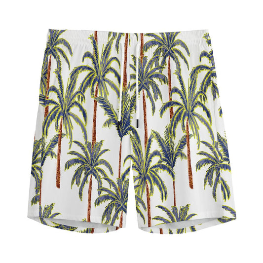 Vintage Palm Tree Beach Pattern Print Men's Sports Shorts