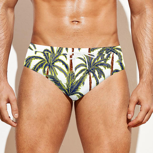 Vintage Palm Tree Beach Pattern Print Men's Swim Briefs