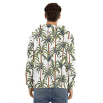 Vintage Palm Tree Beach Pattern Print Men's Velvet Pullover Hoodie