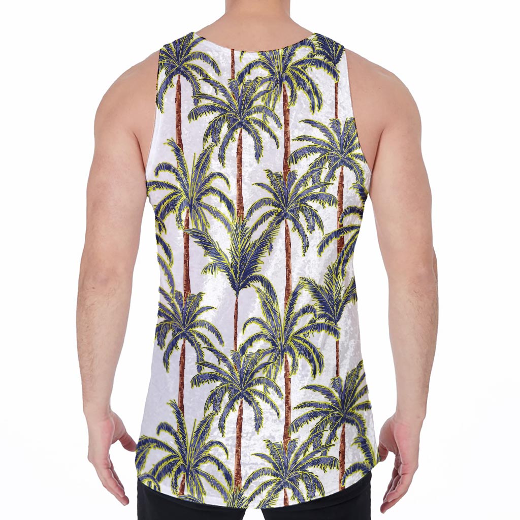 Vintage Palm Tree Beach Pattern Print Men's Velvet Tank Top