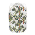 Vintage Palm Tree Beach Pattern Print Mesh Laundry Hamper