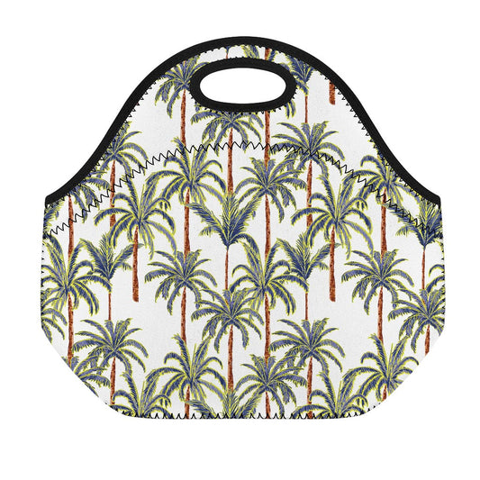 Vintage Palm Tree Beach Pattern Print Neoprene Lunch Bag