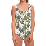Vintage Palm Tree Beach Pattern Print One Piece Swimsuit