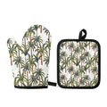 Vintage Palm Tree Beach Pattern Print Oven Mitt And Pot Holder Set
