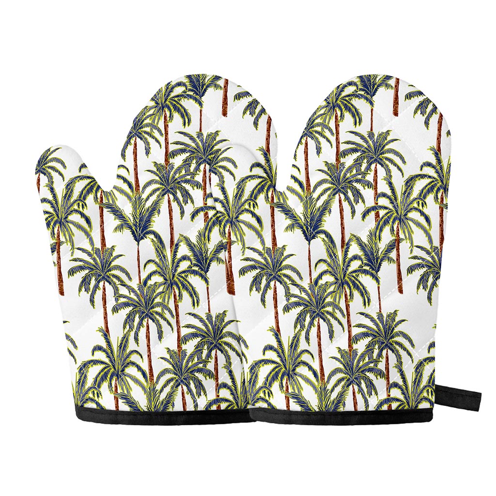Vintage Palm Tree Beach Pattern Print Oven Mitts