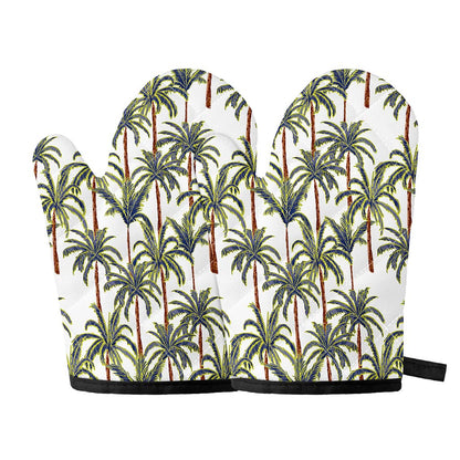 Vintage Palm Tree Beach Pattern Print Oven Mitts