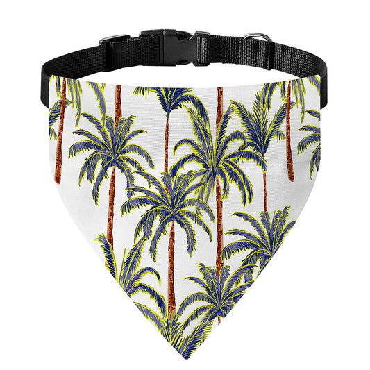 Vintage Palm Tree Beach Pattern Print Over The Collar Dog Bandana