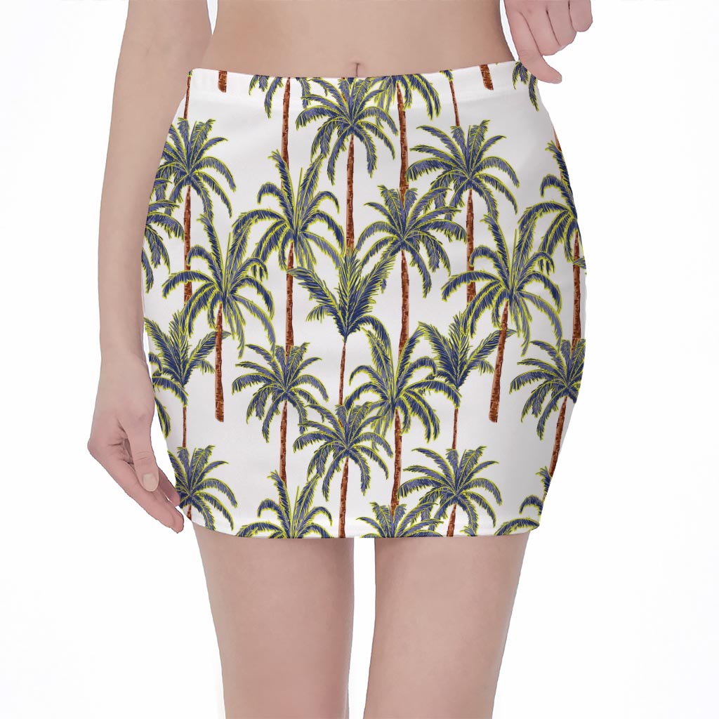 Vintage Palm Tree Beach Pattern Print Pencil Mini Skirt