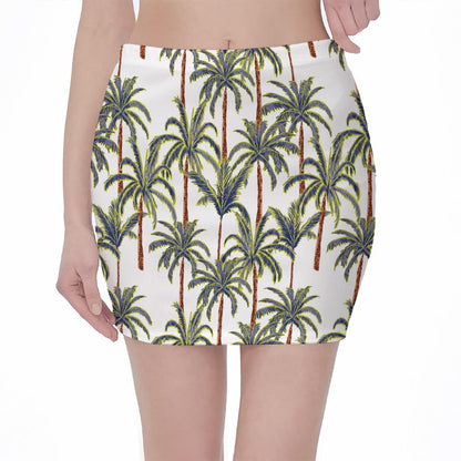Vintage Palm Tree Beach Pattern Print Pencil Mini Skirt
