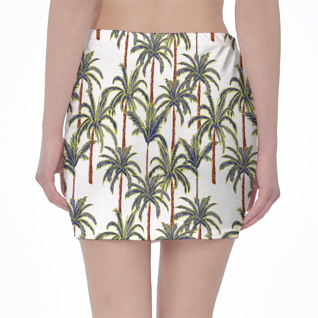 Vintage Palm Tree Beach Pattern Print Pencil Mini Skirt