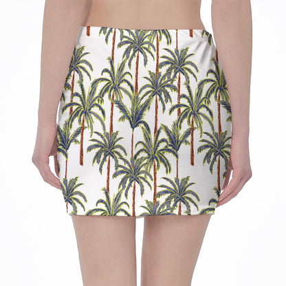 Vintage Palm Tree Beach Pattern Print Pencil Mini Skirt
