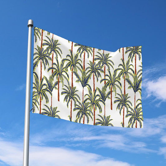 Vintage Palm Tree Beach Pattern Print Polyester Flag
