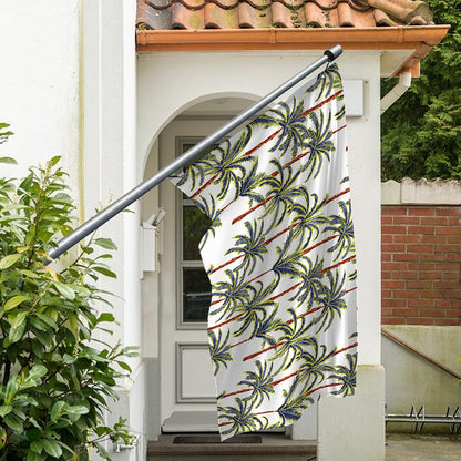 Vintage Palm Tree Beach Pattern Print Polyester Flag