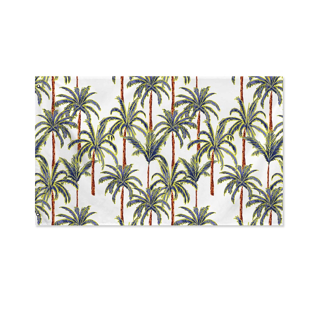 Vintage Palm Tree Beach Pattern Print Polyester Flag