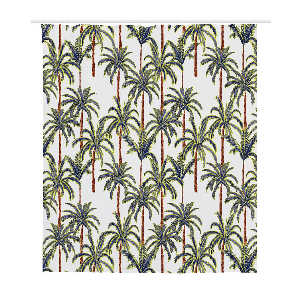 Vintage Palm Tree Beach Pattern Print Polyester Shower Curtain