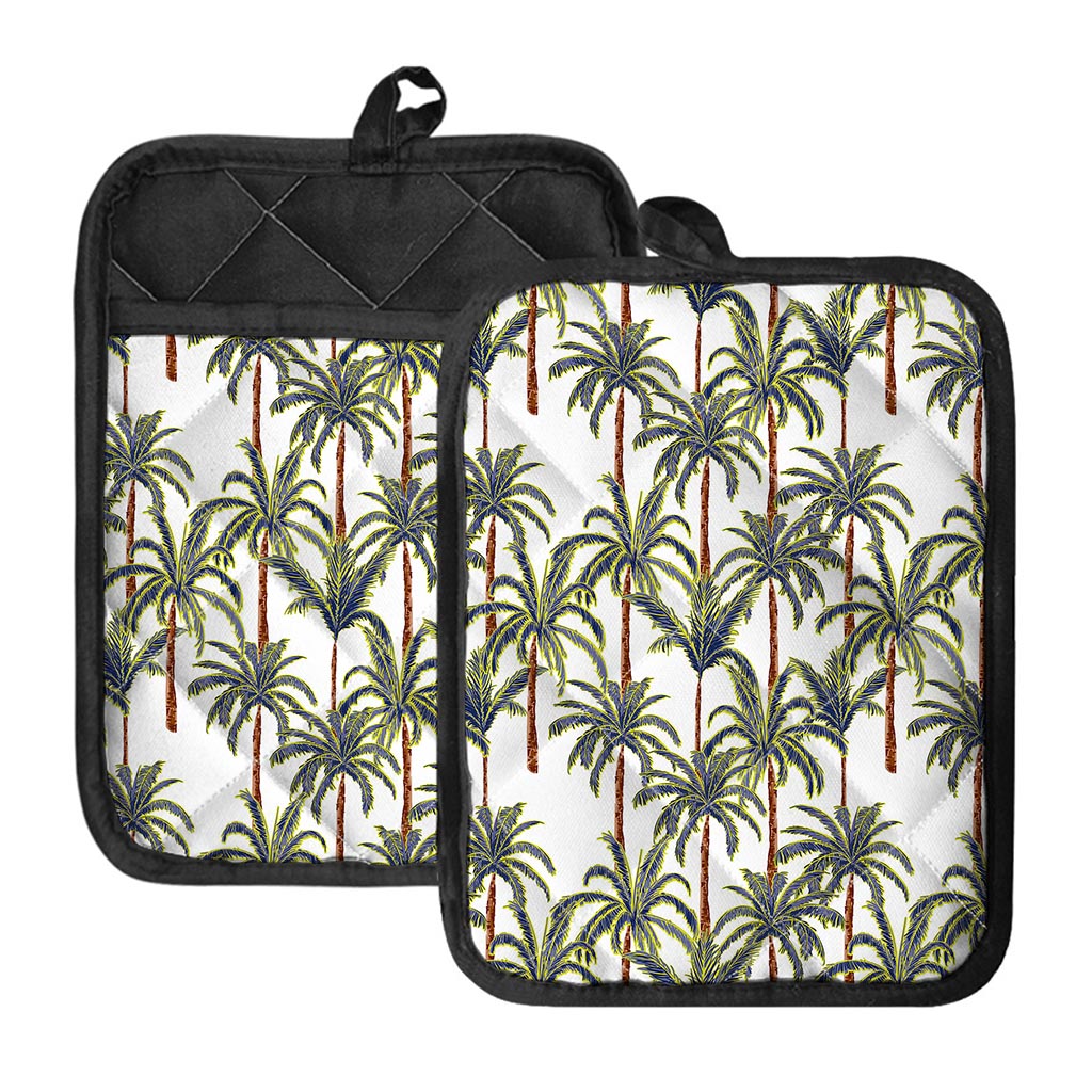 Vintage Palm Tree Beach Pattern Print Pot Holders With Pocket