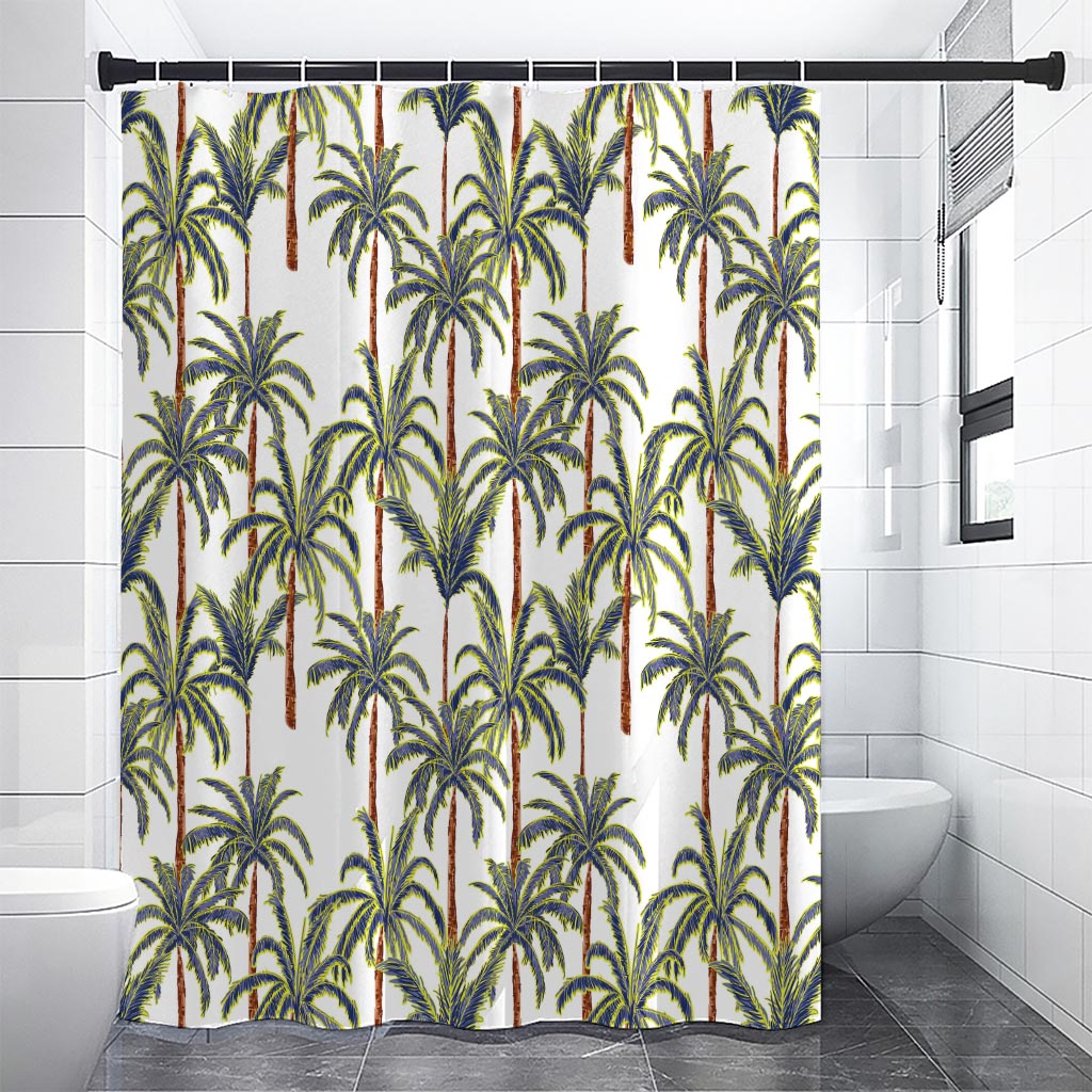 Vintage Palm Tree Beach Pattern Print Premium Shower Curtain