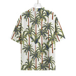 Vintage Palm Tree Beach Pattern Print Rayon Hawaiian Shirt