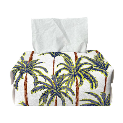 Vintage Palm Tree Beach Pattern Print Rectangle Tissue Box Cover