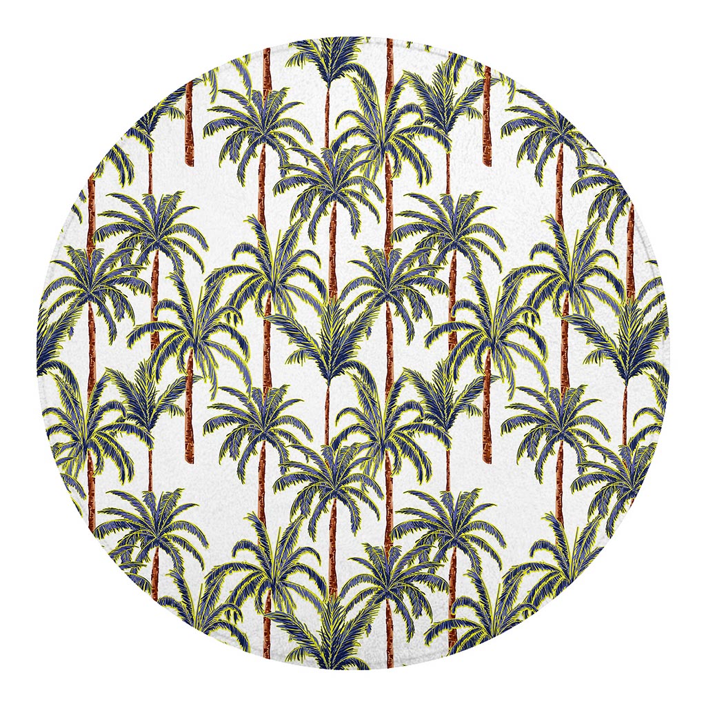 Vintage Palm Tree Beach Pattern Print Round Blanket