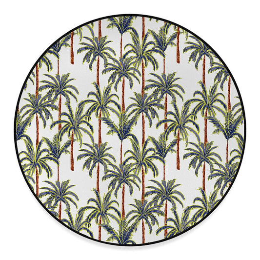 Vintage Palm Tree Beach Pattern Print Round Floor Mat