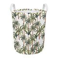 Vintage Palm Tree Beach Pattern Print Round Laundry Basket