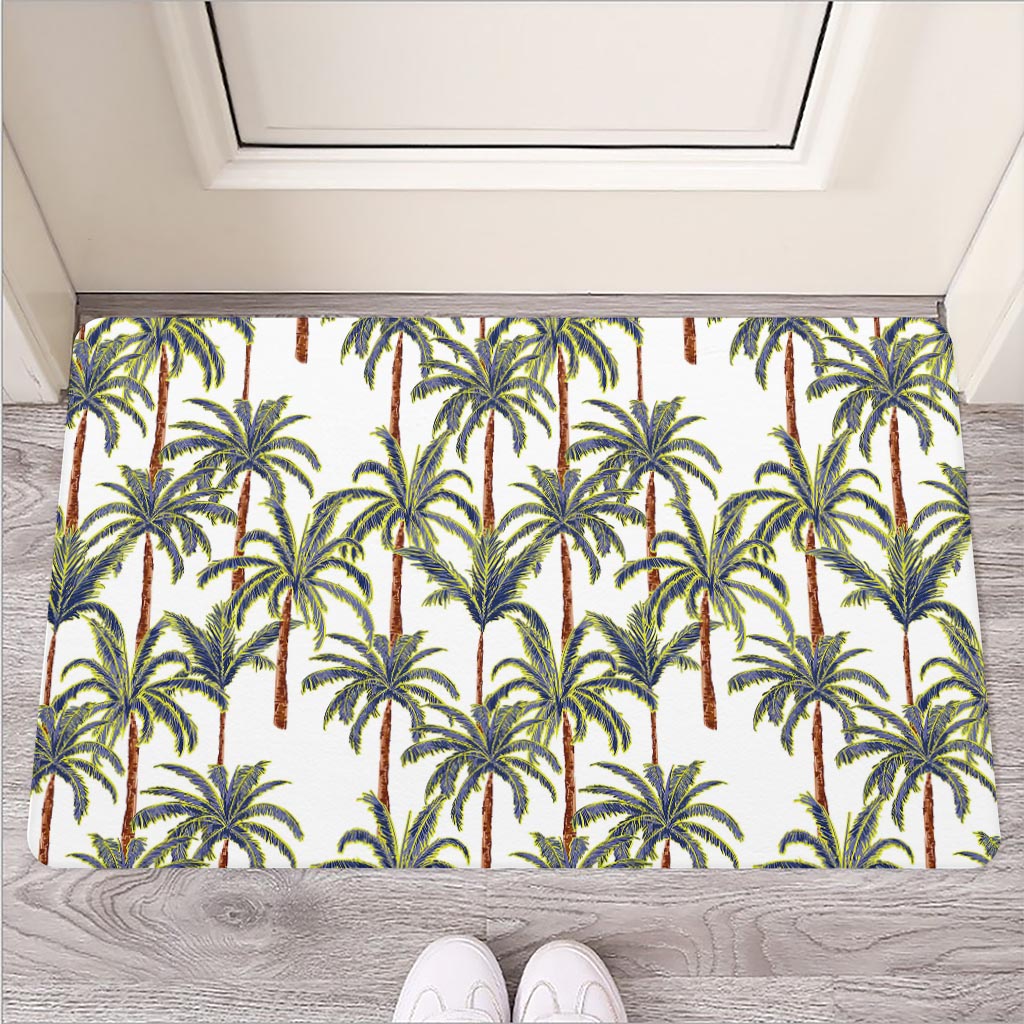 Vintage Palm Tree Beach Pattern Print Rubber Doormat