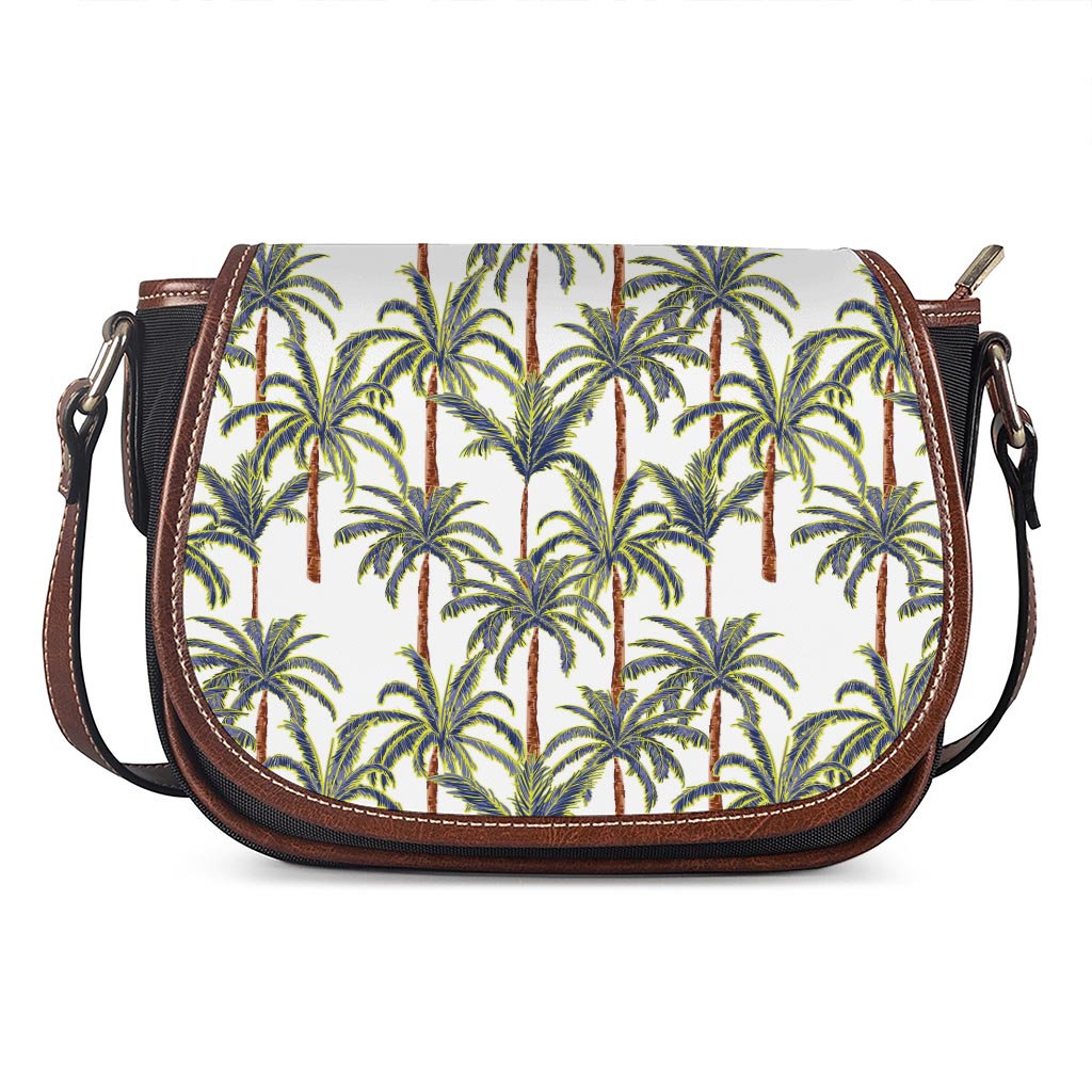 Vintage Palm Tree Beach Pattern Print Saddle Bag