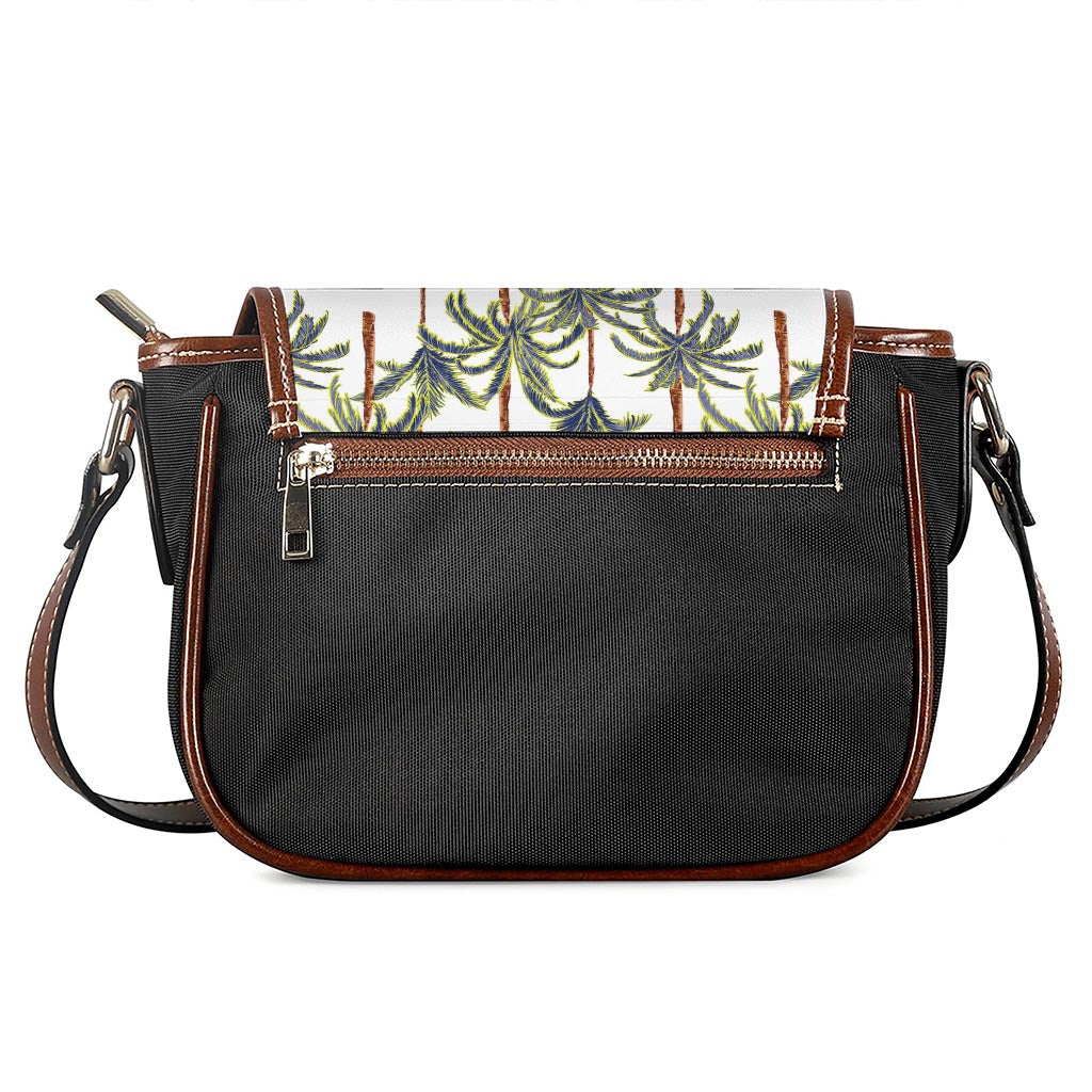 Vintage Palm Tree Beach Pattern Print Saddle Bag