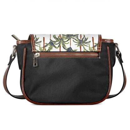 Vintage Palm Tree Beach Pattern Print Saddle Bag