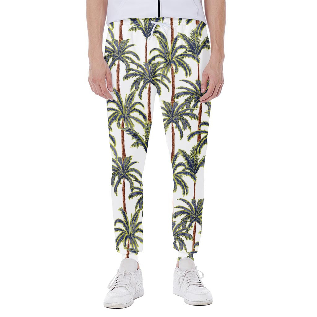 Vintage Palm Tree Beach Pattern Print Scuba Joggers