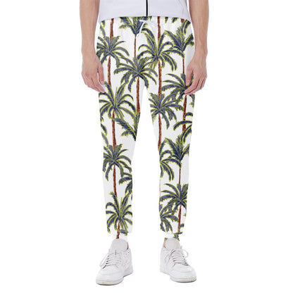 Vintage Palm Tree Beach Pattern Print Scuba Joggers